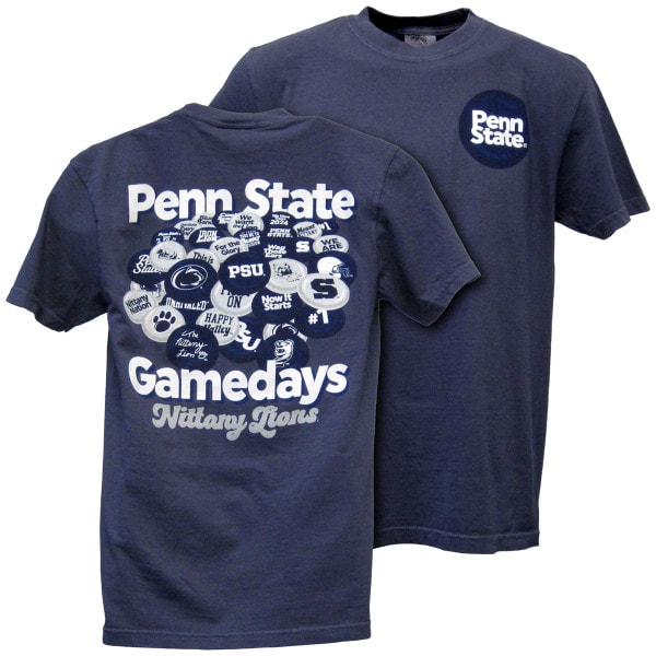 navy short sleeve t-shirt Penn State Gamedays buttons
